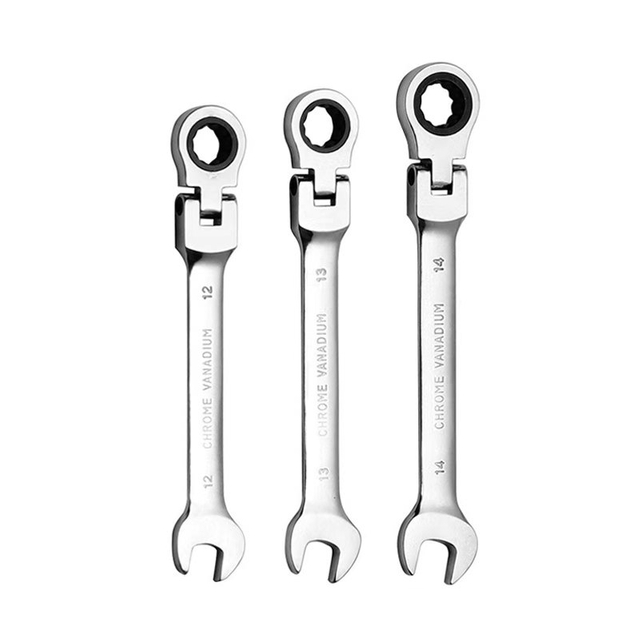 Flexible Head Combination Ratchet Wrench